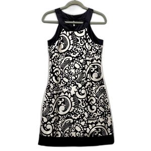 White House Black Market Dress 100% Silk White Black Lined  Womens 2